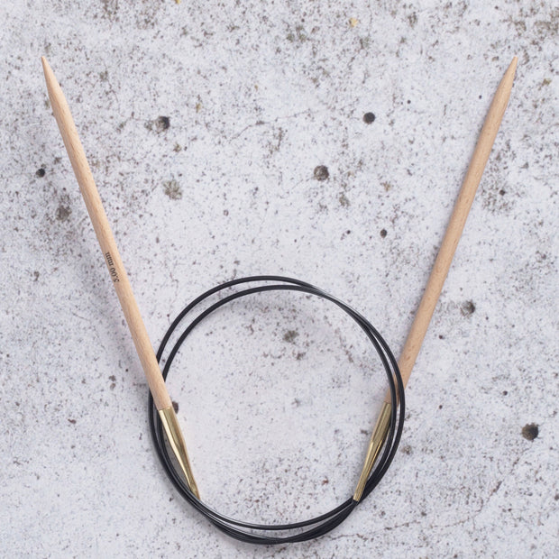 Knitpro Basix Beech Rundstickor i trä.