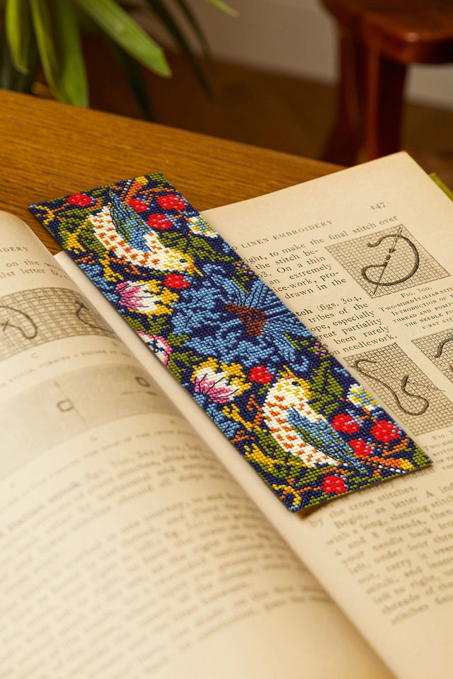 DMC William Morris bokmärke - broderi kit Strawberry Thief