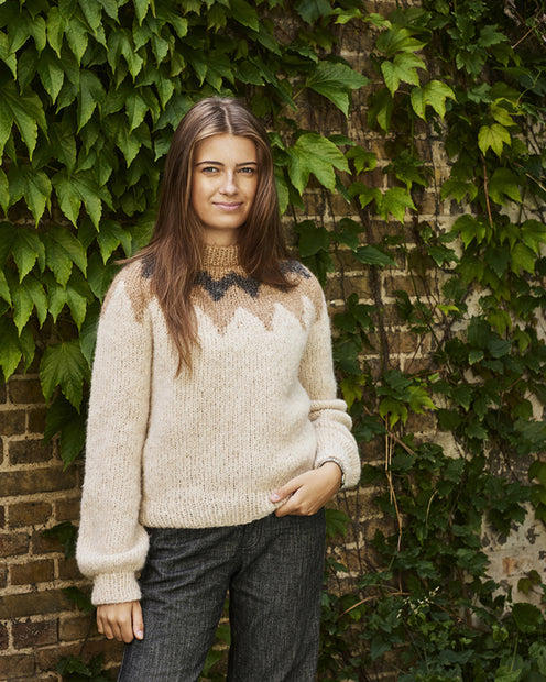 892317 Tröja med mönstrat ok i Nanna - kit