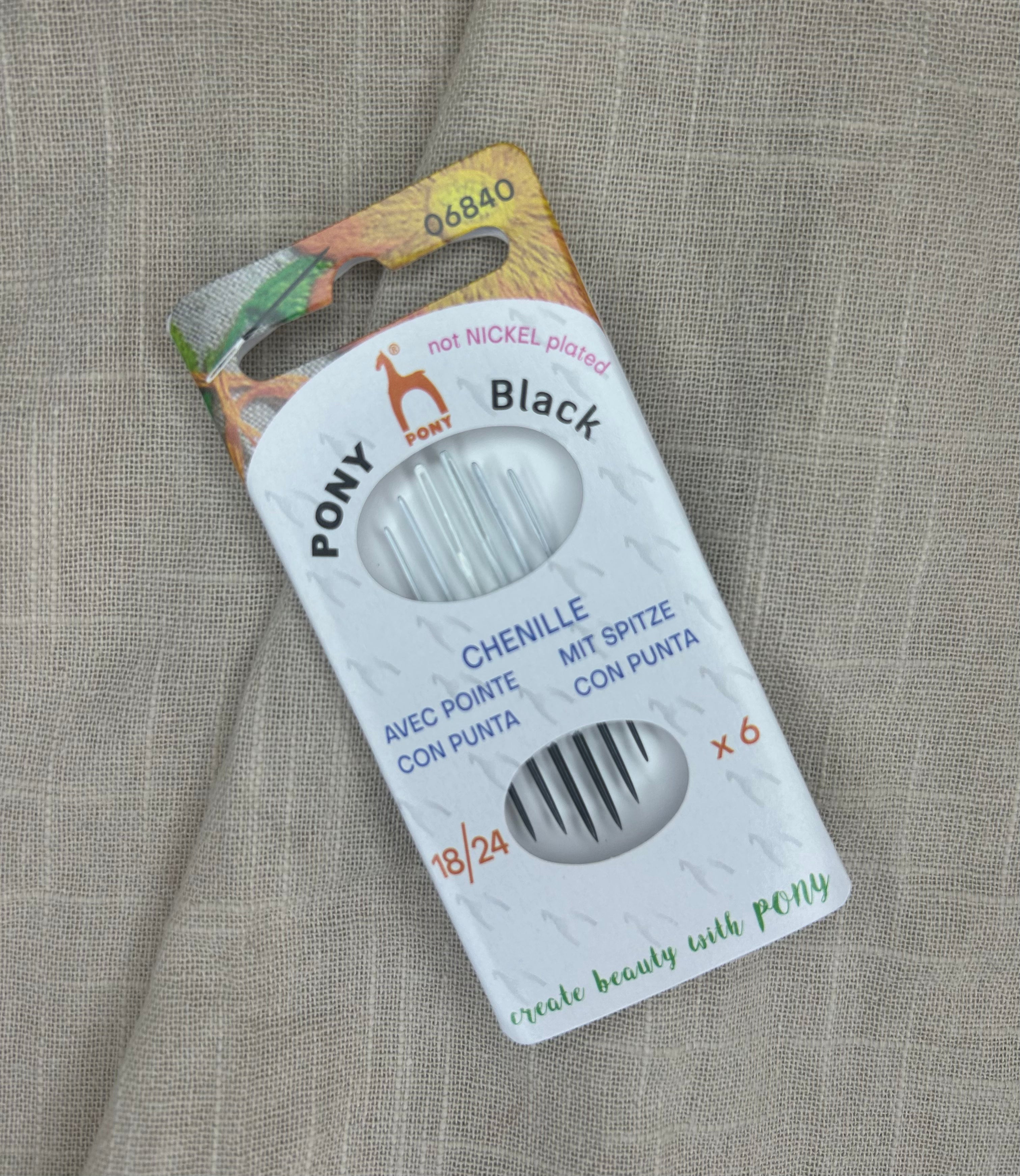 Pony nickelfria broderinålar spetsiga, grovlek 18-24 (art 06840)